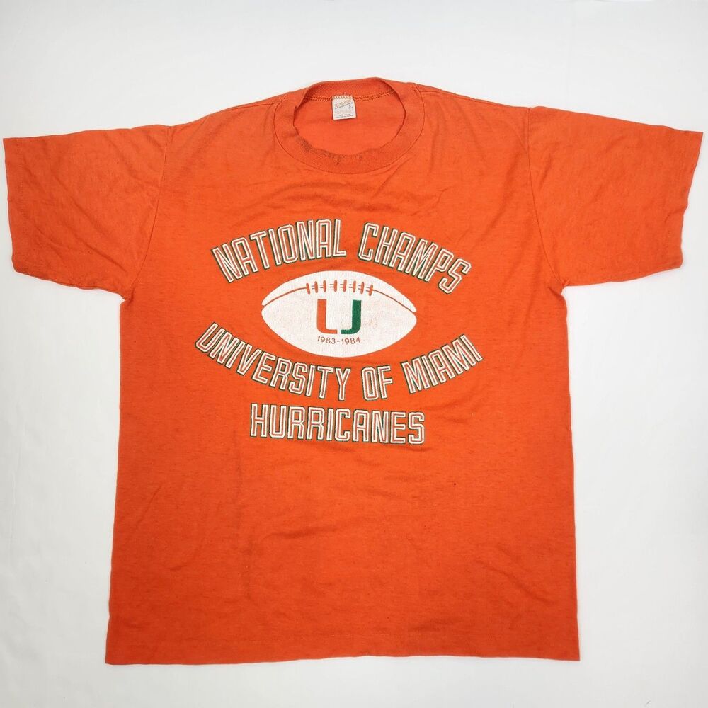 Sportswear Rare Vintage 1983-84 Miami Hurricanes National Champs SS Tee L